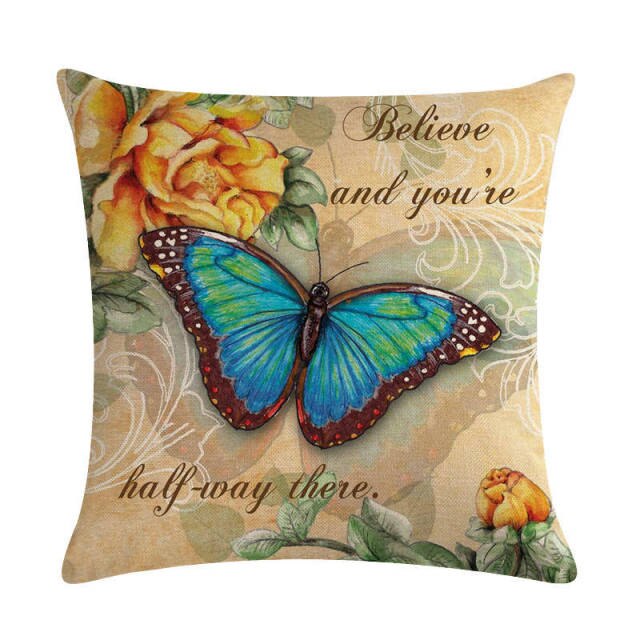 Butterfly Flower Pillow Cover