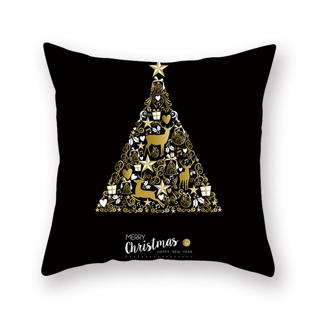 Christmas Throw Pillow Covers in Black & Gold