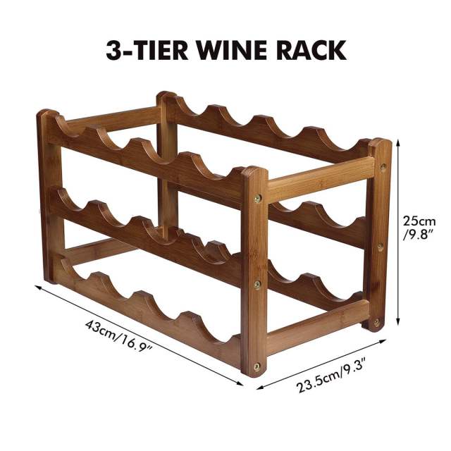 Wooden Wine Rack Holds 18 Bottles