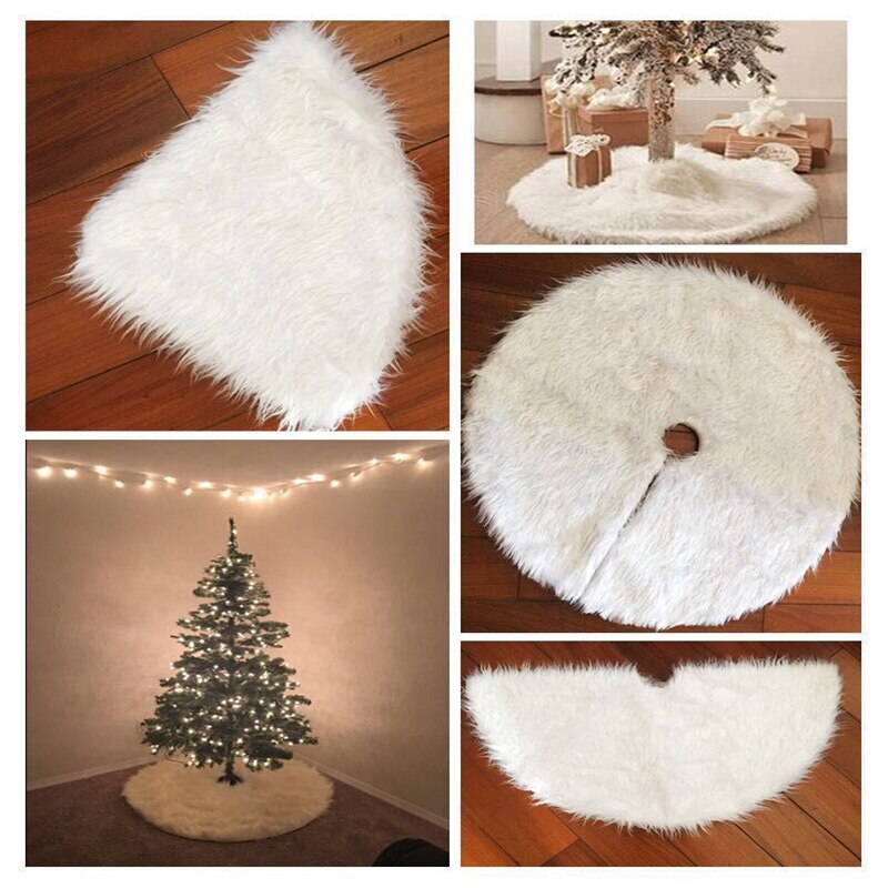Creative White Plush Christmas Tree Skirts