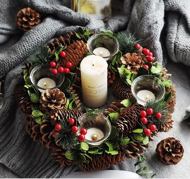 Christmas Wreath Candle Table Centerpiece