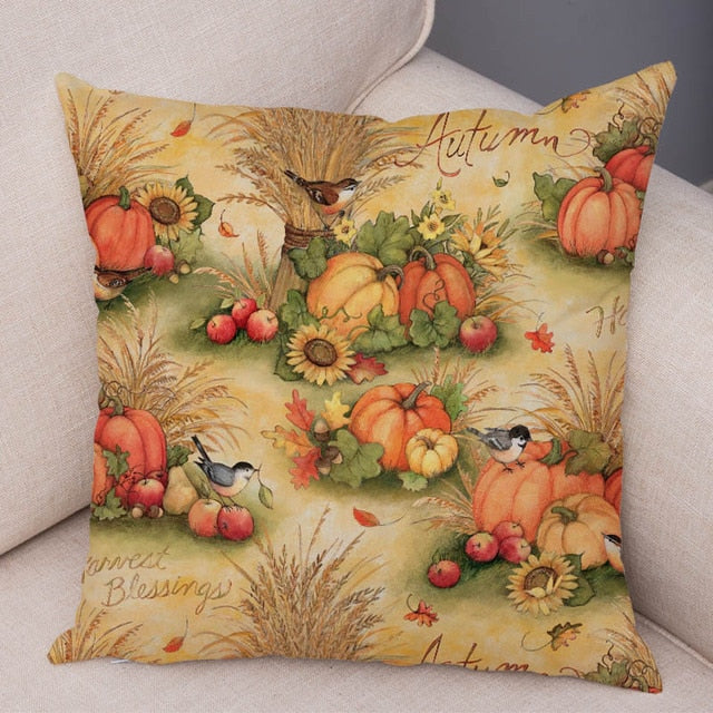 Colorful Watercolor Pumpkin Pillow Case 45*45cm
