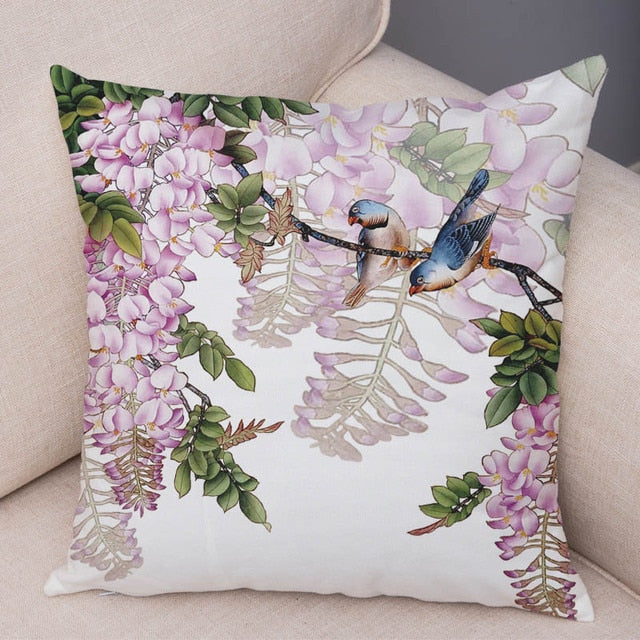 Lovely Birds and Flowers Pillow Covers