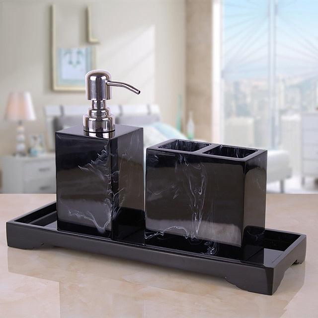 Black Marble Resin Bathroom Set