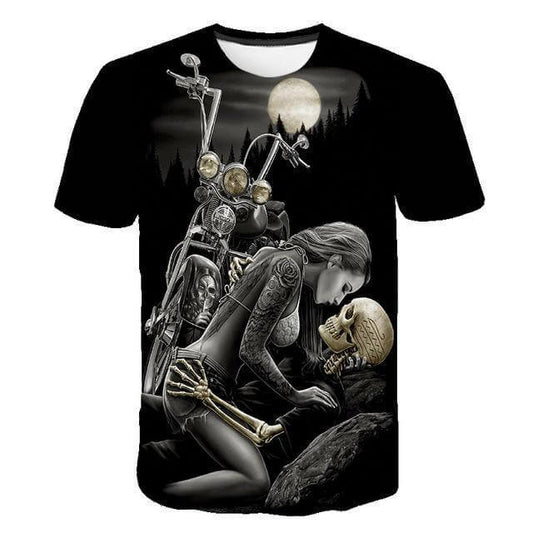 3D Motorcycle Skull T-Shirt
