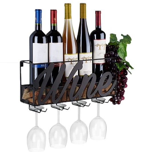 Metal Wine Rack Shelf With Extra Cork Tray