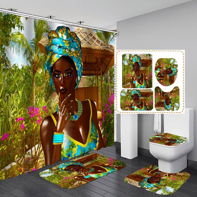 Sexy African Women Print Shower Curtain
