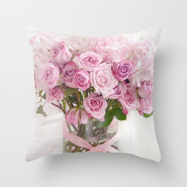 Rose Flower Throw Pillow