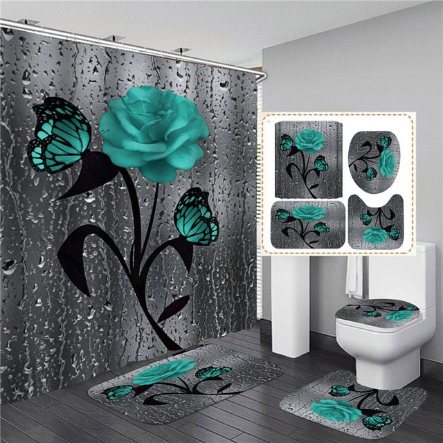 3D Rose Shower Curtain