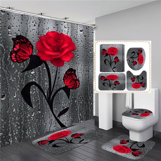 3D Rose Shower Curtain