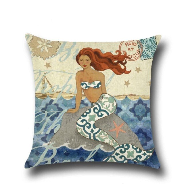 Sea Turtle/Mermaid Throw Pillow