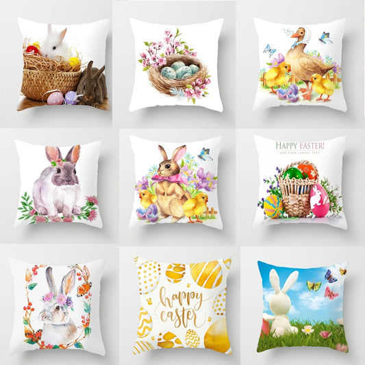 Happy Easter Polyester Pillow Cover 45*45cm