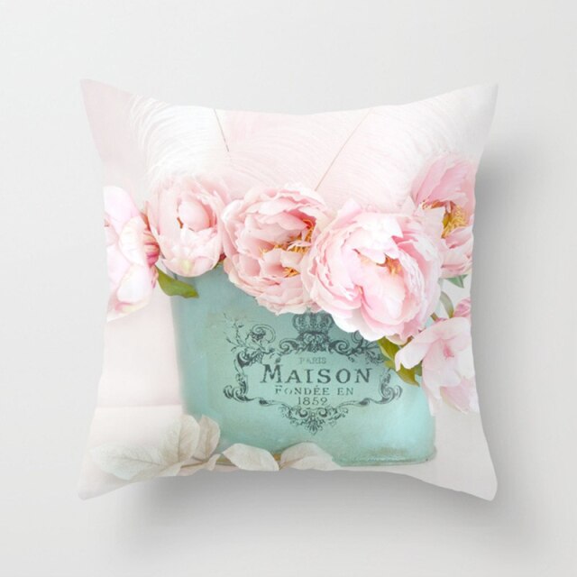 Velvet Floral Pillow Cover