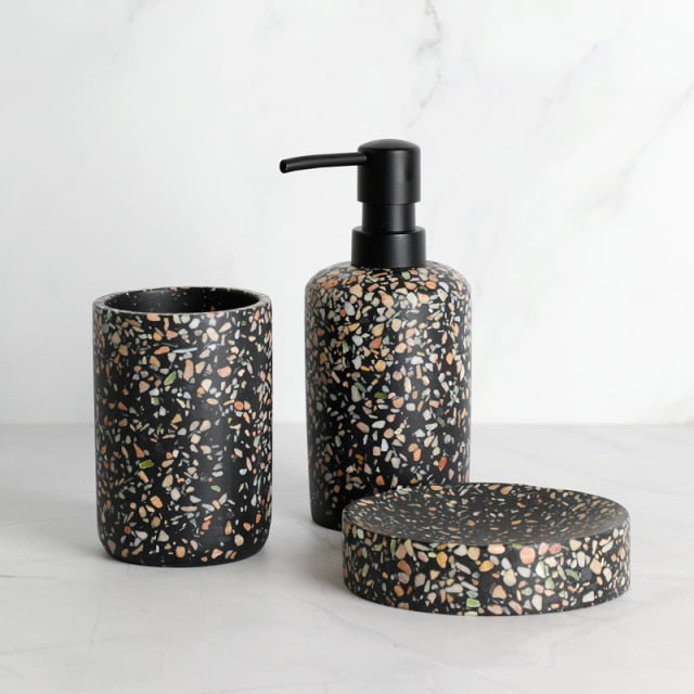 Black Terrazzo Resin Bathroom Accessories