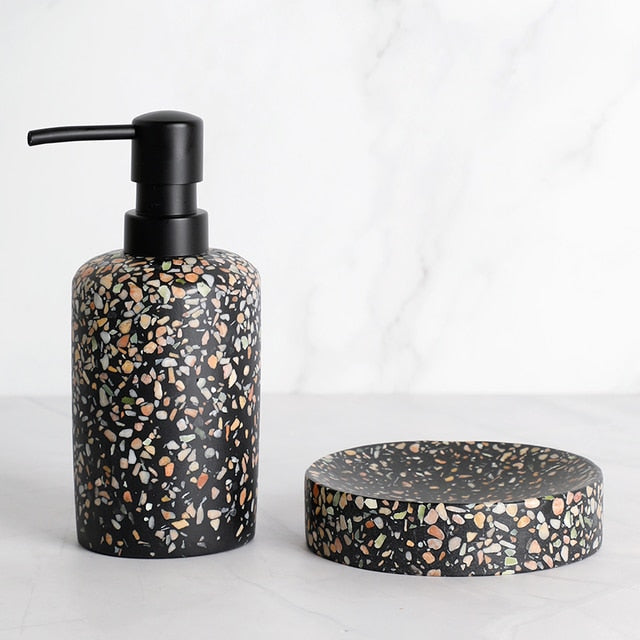 Black Terrazzo Resin Bathroom Accessories