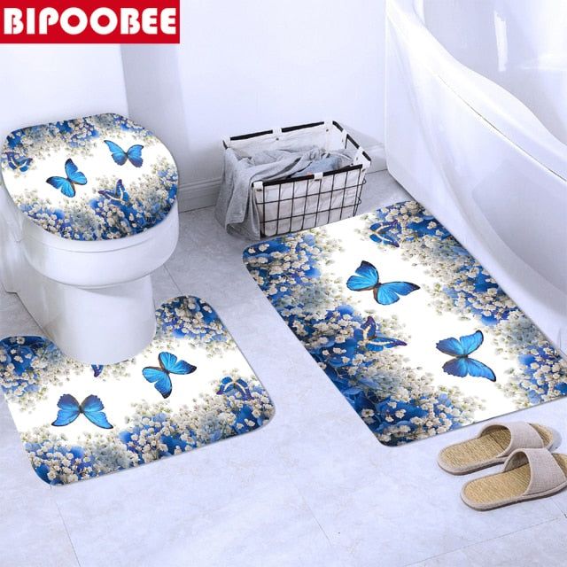 Floral Print Fabric Shower Curtains