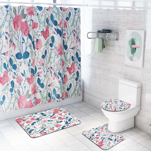 Flower Bath Mat, Rugs,and Shower Curtain