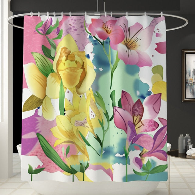 Flower Bath Mat, Rugs,and Shower Curtain