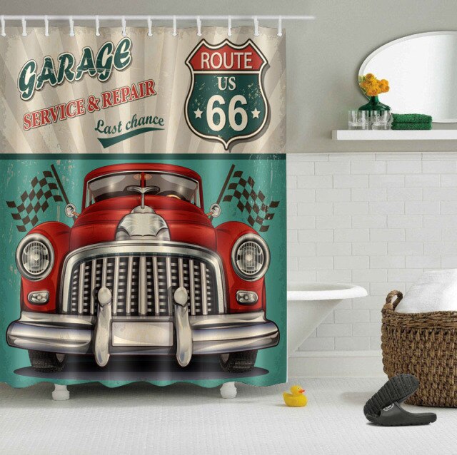 America Retro Route 66 Shower Curtains
