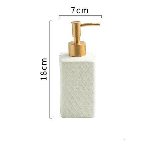 Grid Pattern Ceramic Soap Dispenser