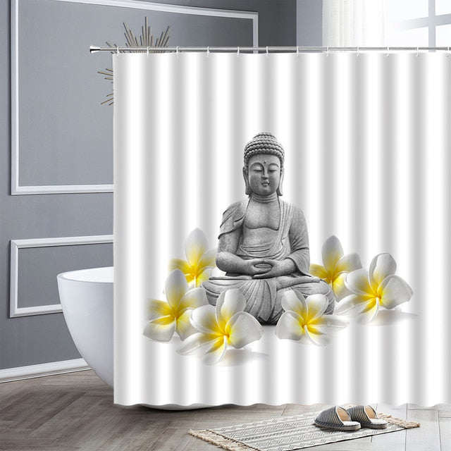 Zen, Buddha, Flower Shower Curtain